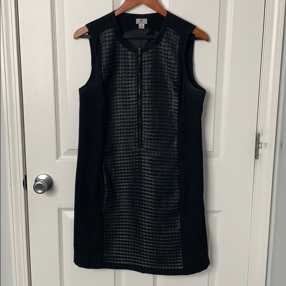 LBD with Faux Leather Column